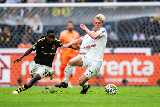 AIKs Erick Otieno och Brommapojkarnas Alexander Jensen
