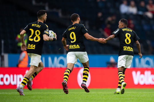 AIKs Omar Faraj och Bilal Hussein jublar