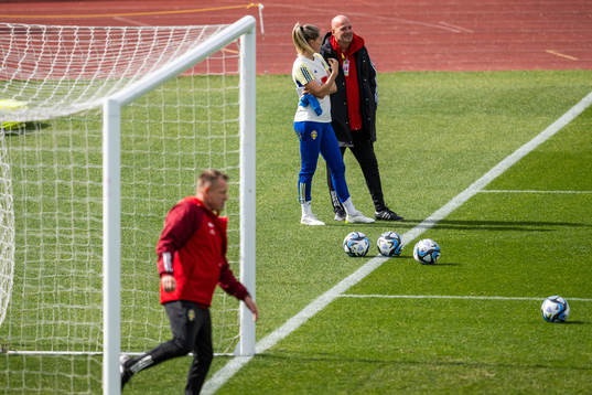 Linda Sembrant and assistant coach Magnus Wikman of the