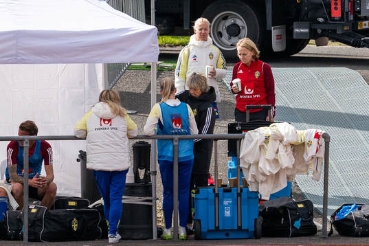 Caroline Seger and physio Annica Näsmark of the Swedish