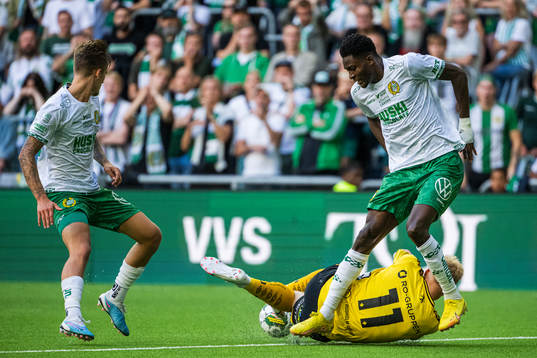 Hammarbys Fredrik Hammar, Nathaniel Adjei och Elfsborgs