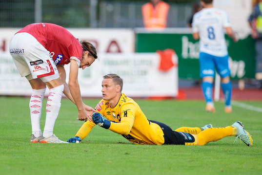 Degerfors Gustav Granath och målvakt Sondre Lovseth