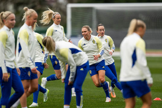 Jonna Andersson and Kosovare Asllani of the Swedish women's
