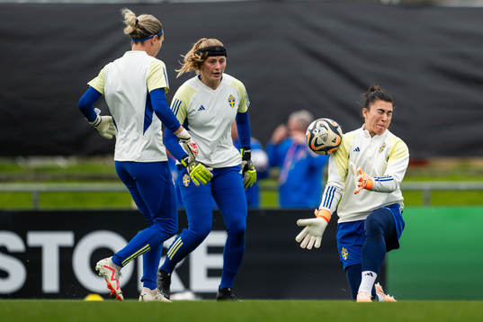 Goalkeeper Jennifer Falk, goalkeeper Tove Enblom and