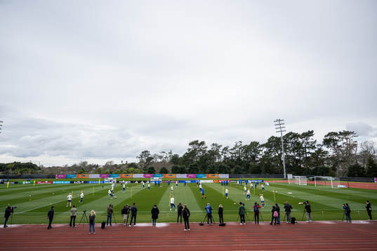 General view at a training session with the Swedish women's