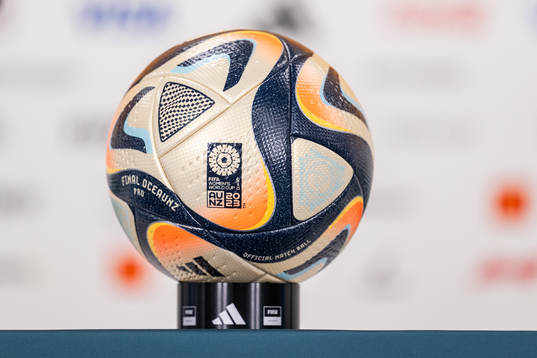 The official ball for the semifinals and final is displayed