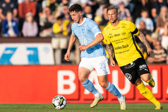 Malmö FFs Lasse Berg Johnsen och Mjällbys David Löfquist