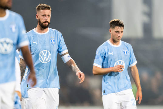 Malmö FFs Pontus Jansson och Lasse Berg Johnsen deppar