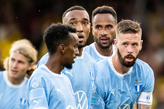 Malmö FFs Taha Ali, Derek Cornelius, Isaac Kiese Thelin