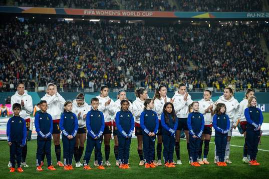 Players of Spain line up