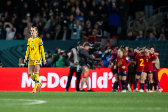Nathalie Björn of Sweden looks dejected