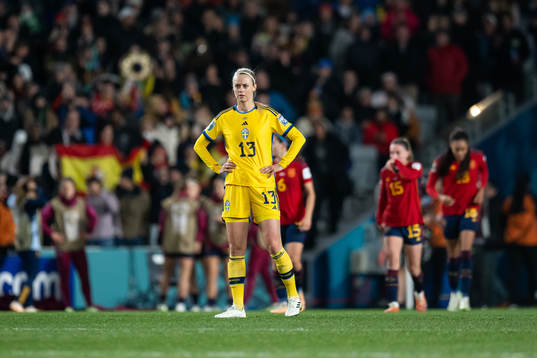 Amanda Ilestedt of Sweden looks dejected