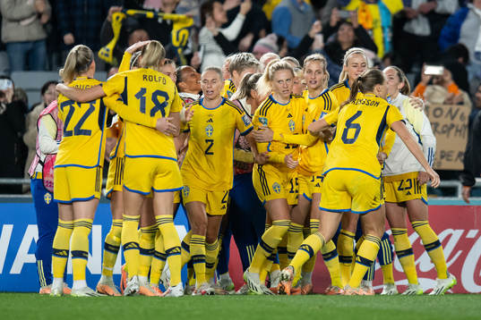 Players of Sweden celebrate