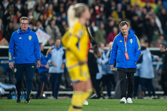 Head coach Peter Gerhardsson of Sweden looks dejected