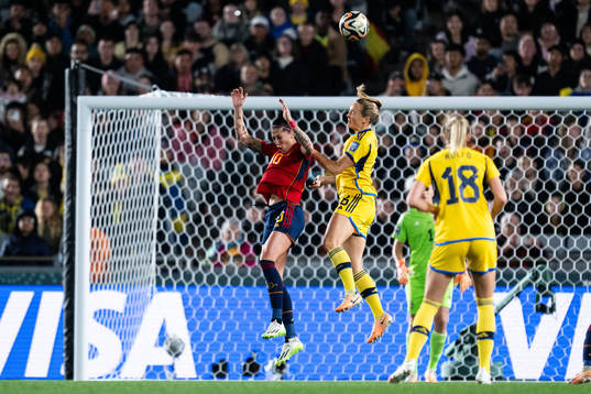 Jennifer Hermoso of Spain and Magdalena Eriksson of Sweden