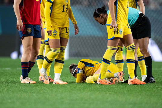 Kosovare Asllani of Sweden in pain