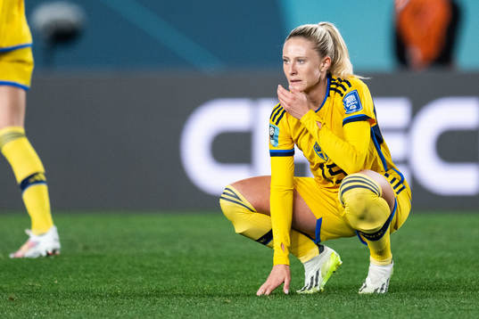 Rebecka Blomqvist of Sweden looks dejected