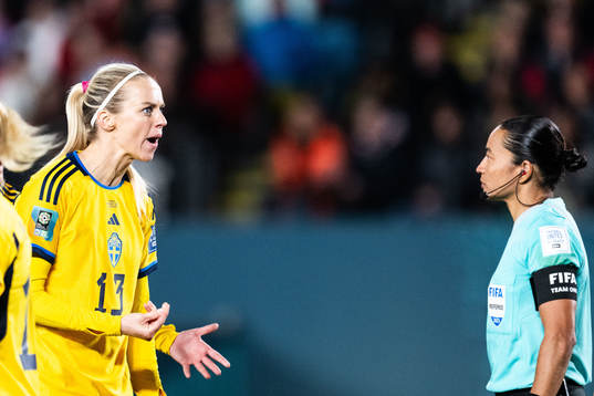 Amanda Ilestedt of Sweden reacts