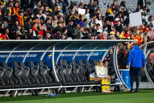 Fridolina Rolfö and Magdalena Eriksson of Sweden look
