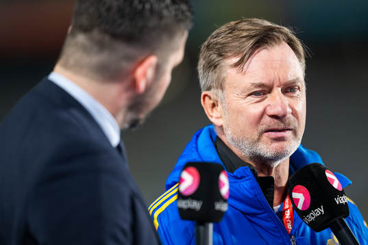 Head coach Peter Gerhardsson of Sweden is interviewed