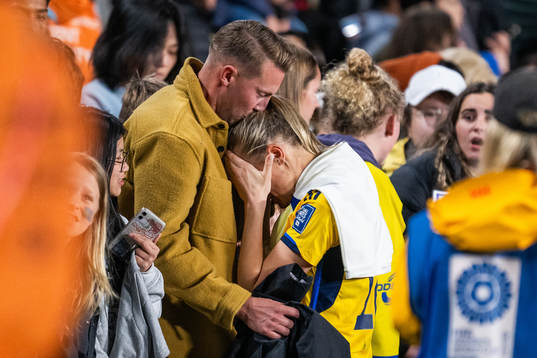 Fridolina Rolfö of Sweden looks dejected with her