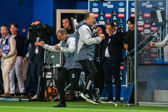 Erling Moe, head coach of Molde, celebrates at the final