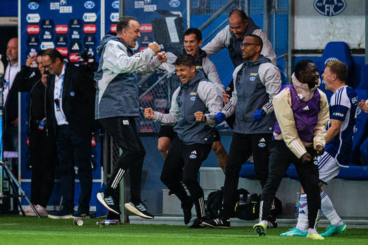 Erling Moe, head coach of Molde, celebrates at the final