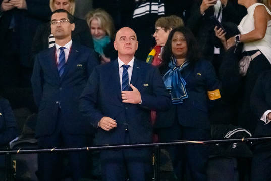 FIFA president Gianni Infantino is pictured in the stands