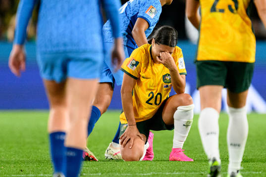 Sam Kerr of Australia in pain