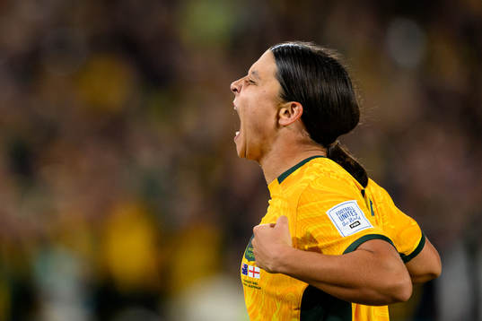 Sam Kerr of Australia celebrates