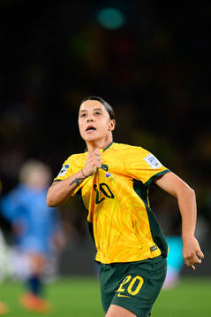 Sam Kerr of Australia celebrates