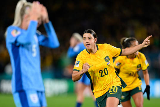 Sam Kerr of Australia celebrates