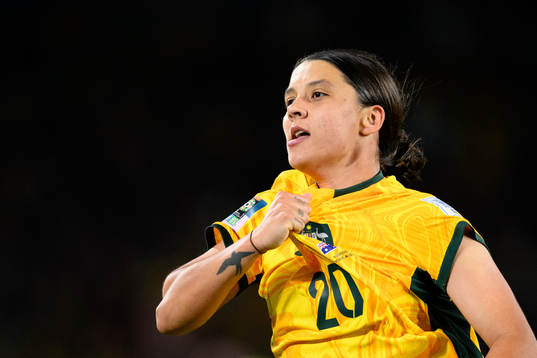 Sam Kerr of Australia celebrates