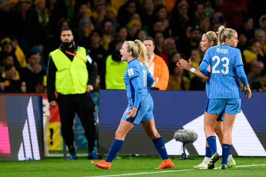 Lauren Hemp of England celebrates