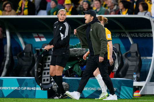 Head coach Tony Gustavsson of Australia reacts