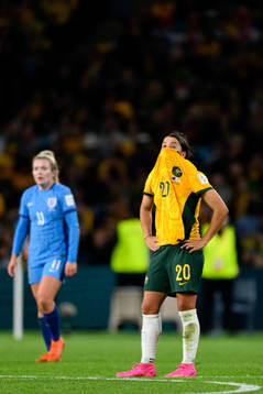 Sam Kerr of Australia looks dejected