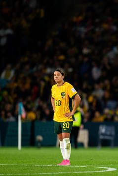 Sam Kerr of Australia looks dejected