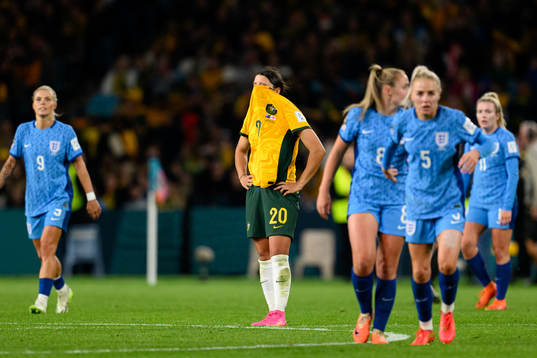 Sam Kerr of Australia looks dejected