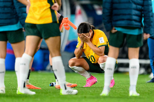 Sam Kerr of Australia looks dejected