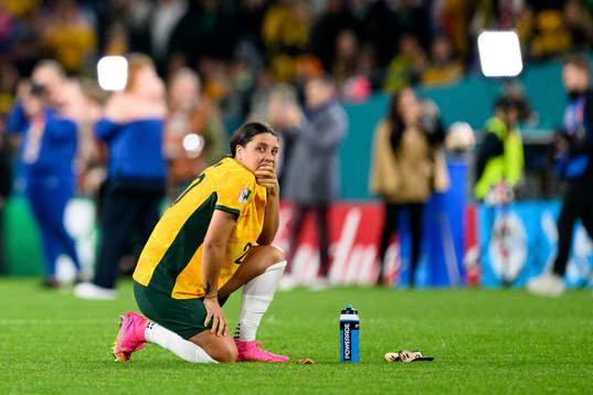 Sam Kerr of Australia looks dejected