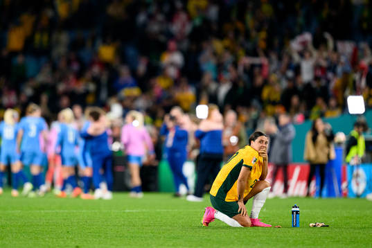 Sam Kerr of Australia looks dejected