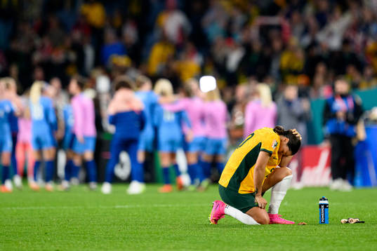 Sam Kerr of Australia looks dejected