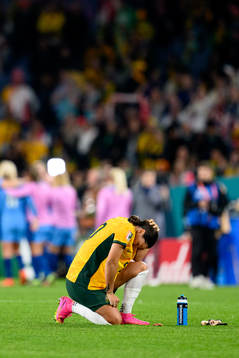 Sam Kerr of Australia looks dejected