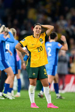 Sam Kerr of Australia looks dejected