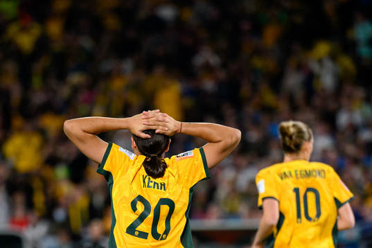 Sam Kerr of Australia looks dejected