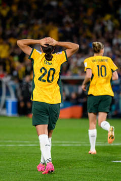 Sam Kerr of Australia looks dejected