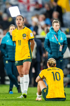Mary Fowler and Emily van Egmond of Australia look dejected
