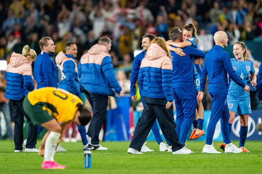 Ella Toone of England celebrates with staff