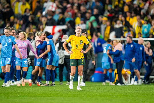 Caitlin Foord of Australia looks dejected