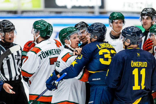 Frölundas Max Friberg och HV71s Måns Lindbäck